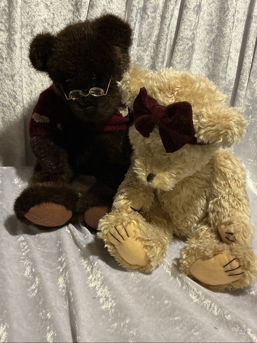 Pair of Plush Teddy Bears - Brown and Cream